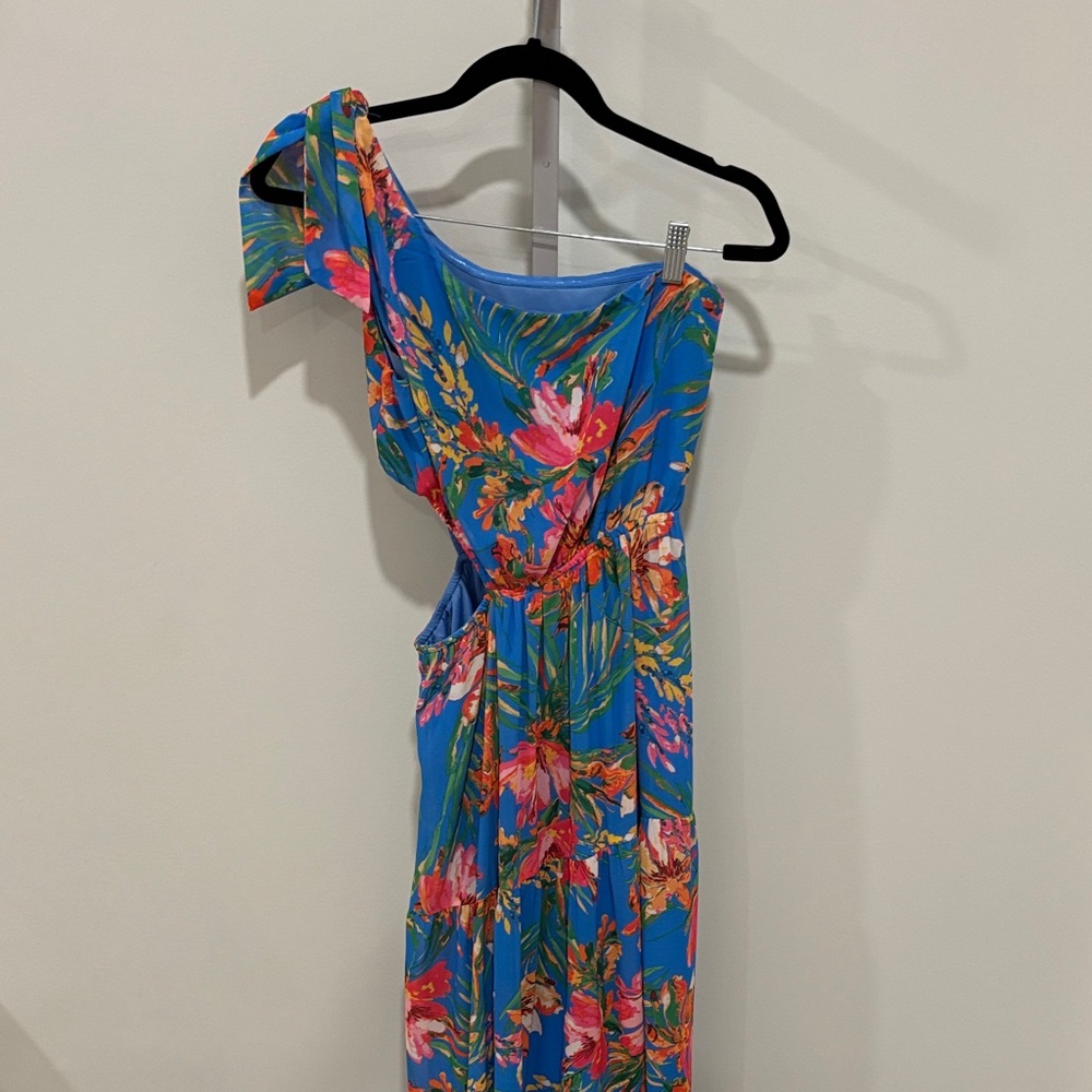 Flying Tomato Vibrant Floral One-Shoulder Dress